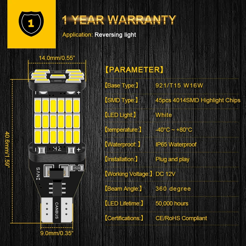 BMTxms 2PCS T15 W16W LED Canbus For KIA CEED JD CD 2013 2014 2015 2016 2017 2018 2019 2020 2021 2022 Backup Reverse Light Bulbs