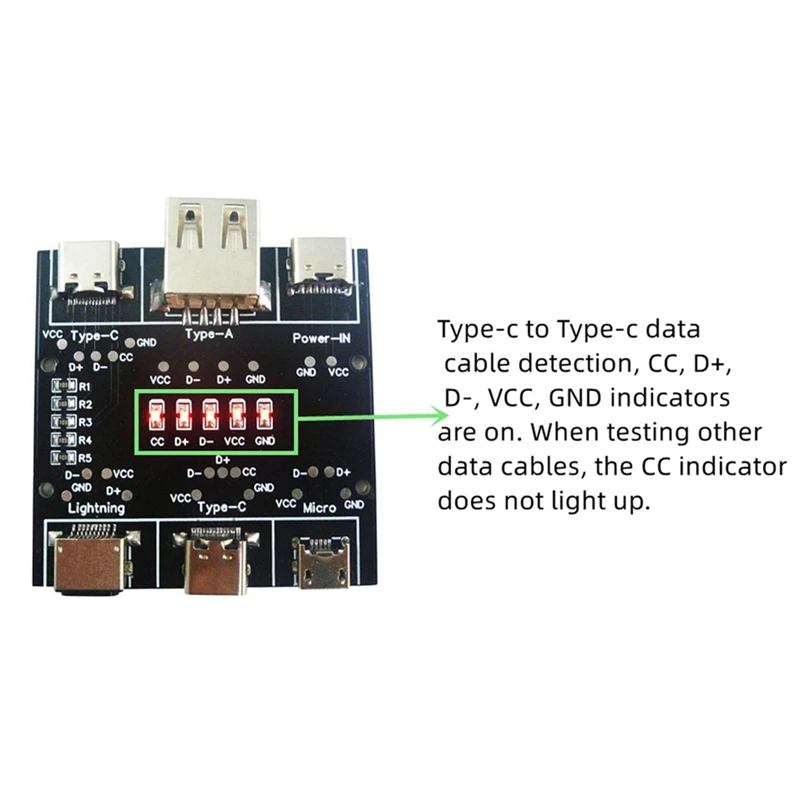 UD11A03 Data Cable Detection Board USB Cable Tester For IOS Android Type-C Short Circuit On-Off Switching Test Tool