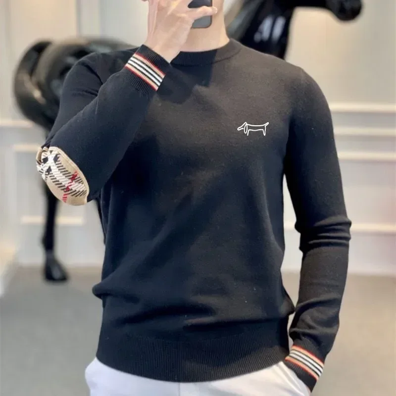 Mannen Golfshirts Luxe Lange Mouwen Top Fashion Casual Ronde Hals Winddichte Blouse 2024 NIEUWE Herfst Golfkleding Mannen Golftrui