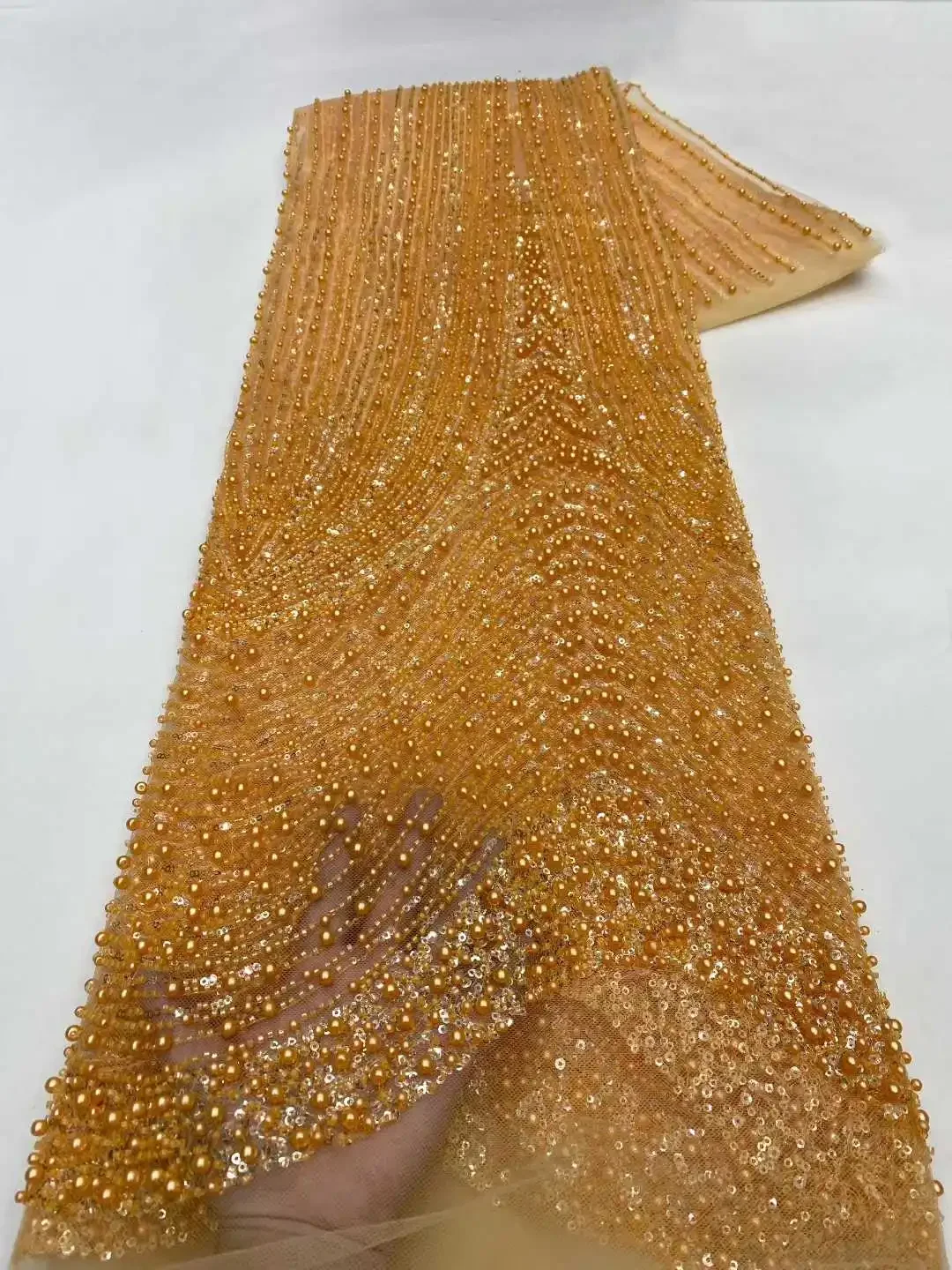 Tela de encaje con cuentas pesadas hecha a mano africana de lujo verde menta, encaje de tul con lentejuelas francesas de alta calidad para vestidos de novia CC1690