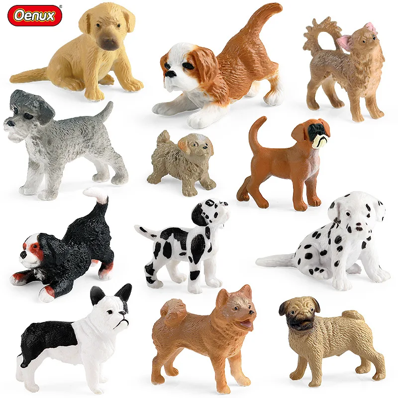 Simulated Mini Dog Set Solid Animal Model Bulldog Chai Dog Golden Retriever Toy Pet Decoration