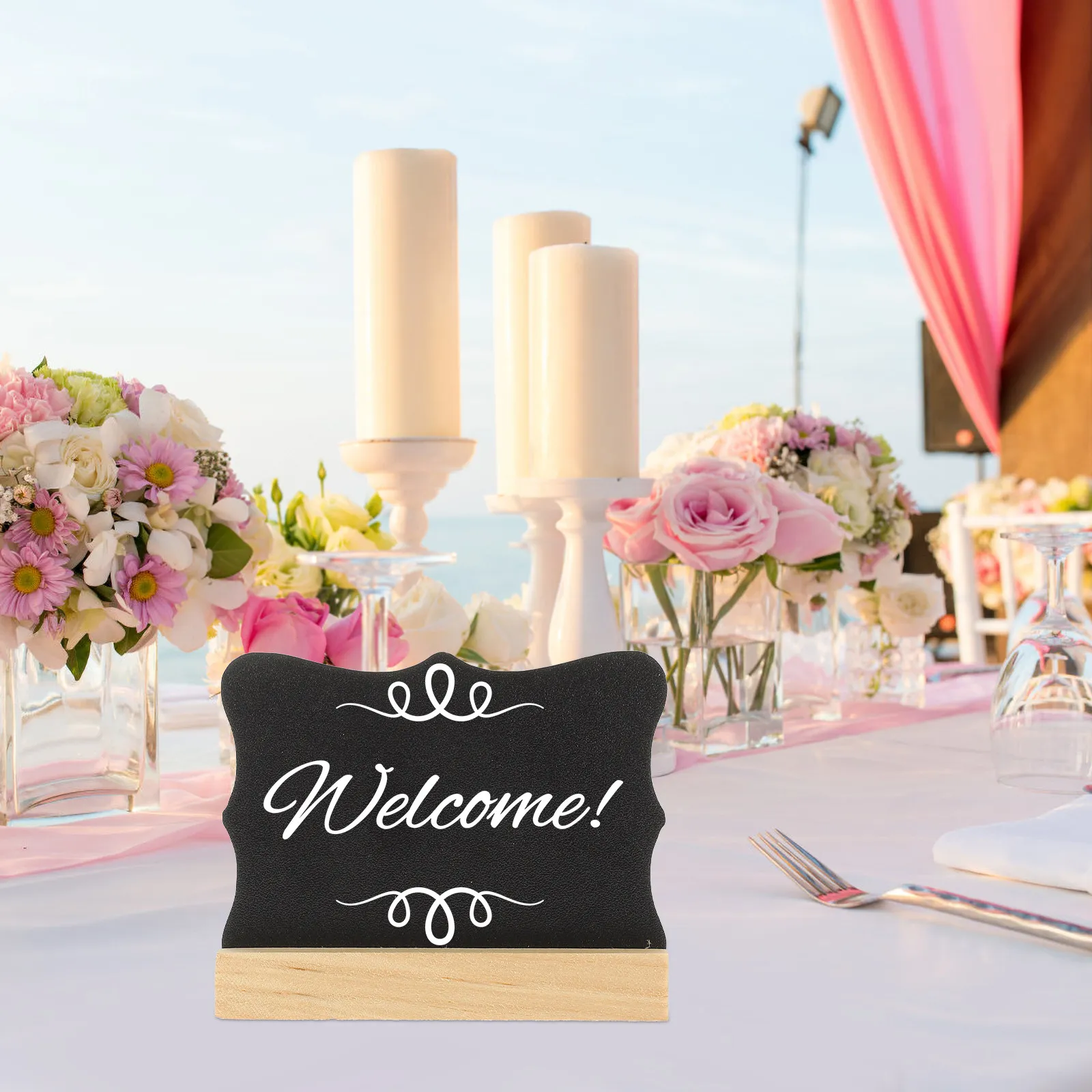 

5Pcs Exquisite Wood Mini Chalkboard Double-Sided Erasable Message Board Small Writing Board for Home Office Shop Wedding