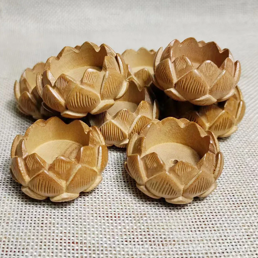

Cz peach wood carved lotus base small buddha base pendant accessories peach wood lotus platform