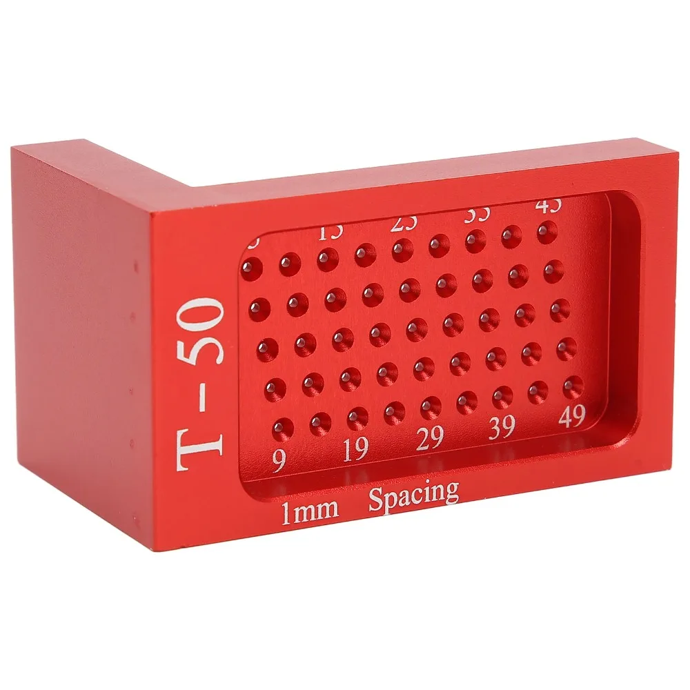 Auxiliary Aluminum Alloy T Type Ruler Red Metric Scale Saddle Square Ruler Mini Size Hole Measuring Design Woodworking Scriber