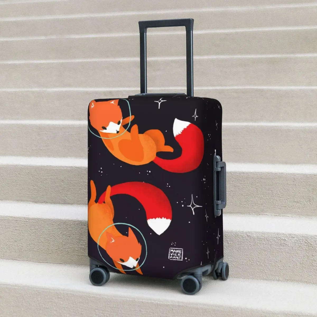 

Space Foxes Suitcase Cover Yin Yang Fox Useful Business Protector Luggage Accesories Holiday