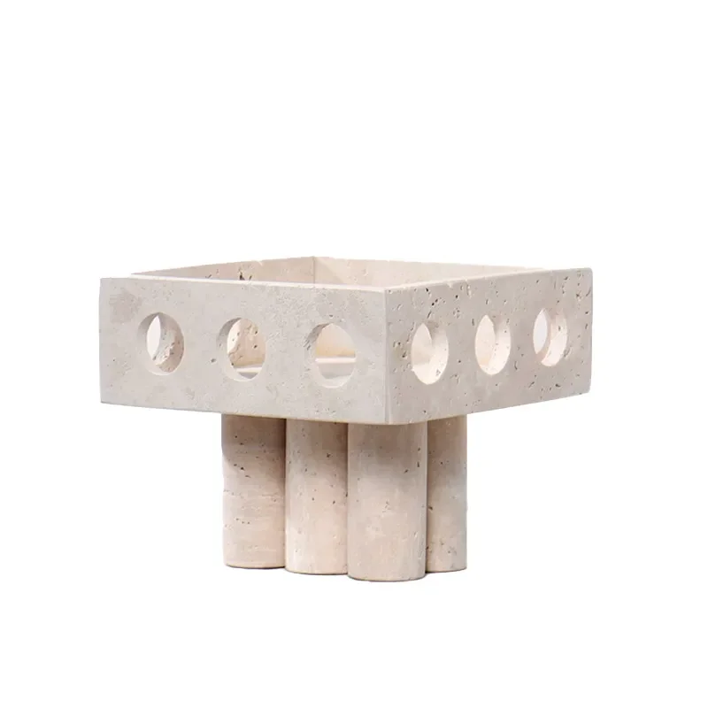 Modern Minimalist Marble Flower Pot Hollow Decorative Vase for Living Room TV Cabinet Entrance Home Office Ornament Stylish