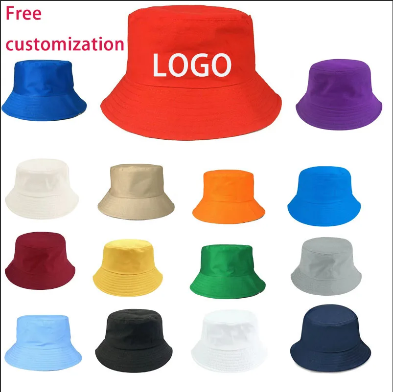 Fisherman hat free custom LOGO, Outdoor Mountaineering Bucket hat men and women solid color light plate pure cotton basin hat