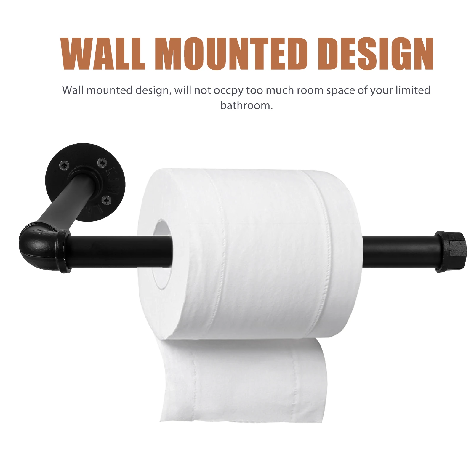 

Retro Iron Roll Paper Holder Wall Mounted Bathroom Tissue Storage Shelf Durable Smooth Design For Home Hotel Use Black