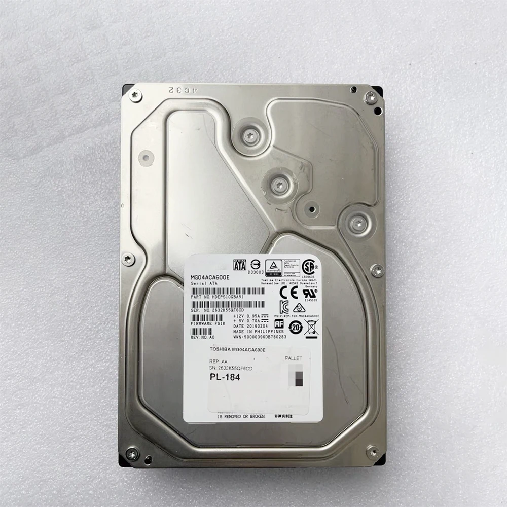 For DELL 6T SATA 3.5'' 7.2K MG04ACA600E 0KP22D Original HDD Server Hard Drive