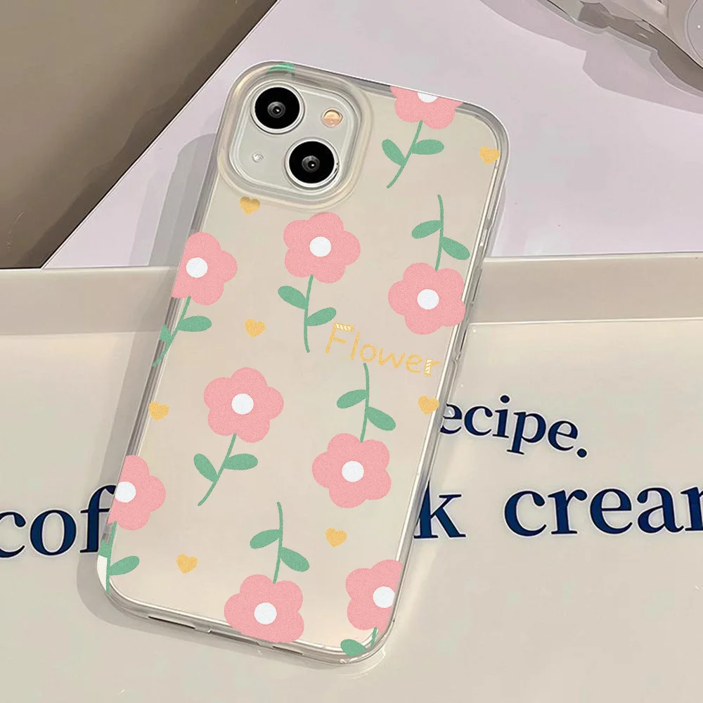 Cute Sunflowers Daisy Phone Case For iPhone 14 15 13 17 Pro Max 12 11 11Pro Max 16 Plus Cases Aesthetics Painted Silicone Cover