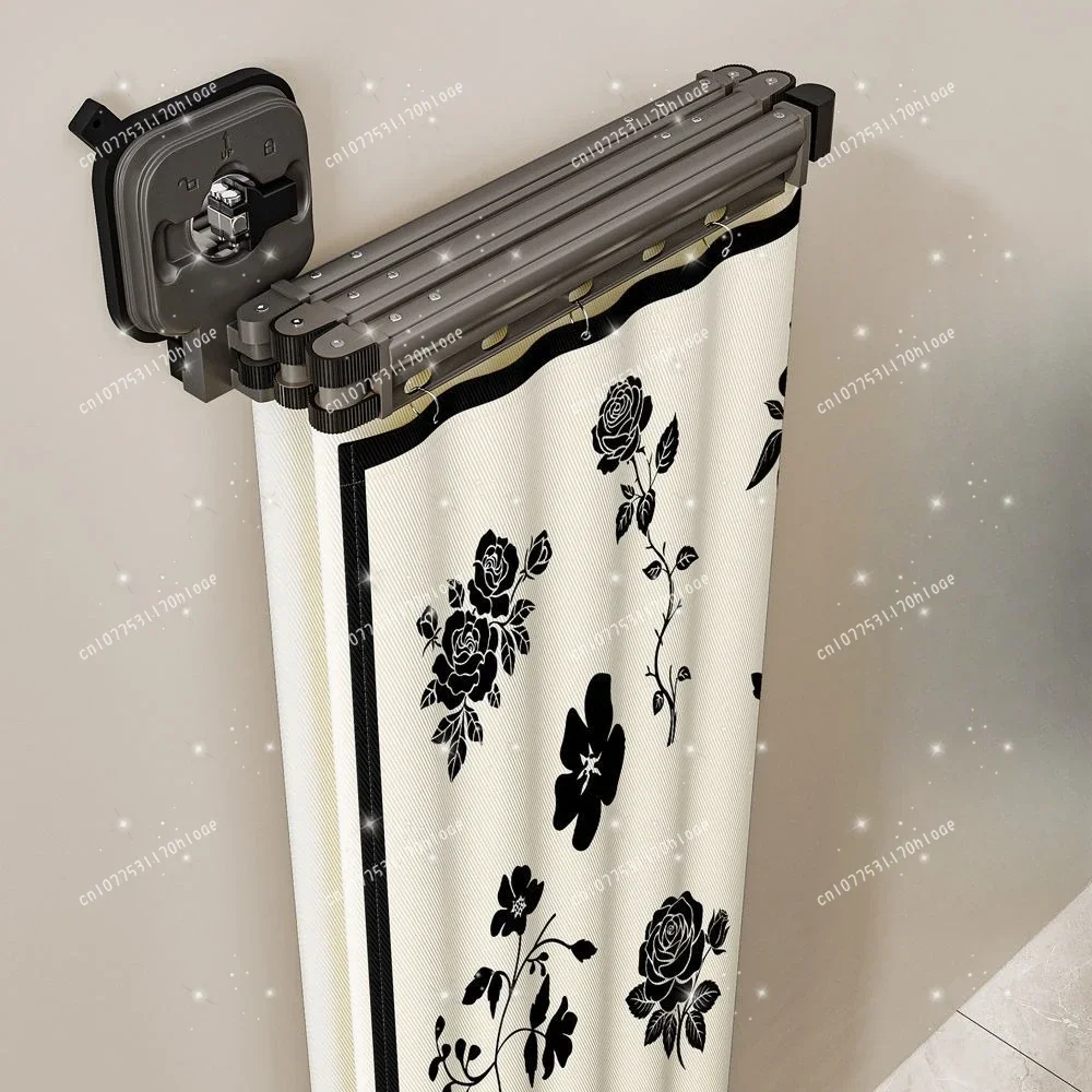 

Thickened invisible folding shower curtain rod waterproof cloth dry and wet separation shower curtain