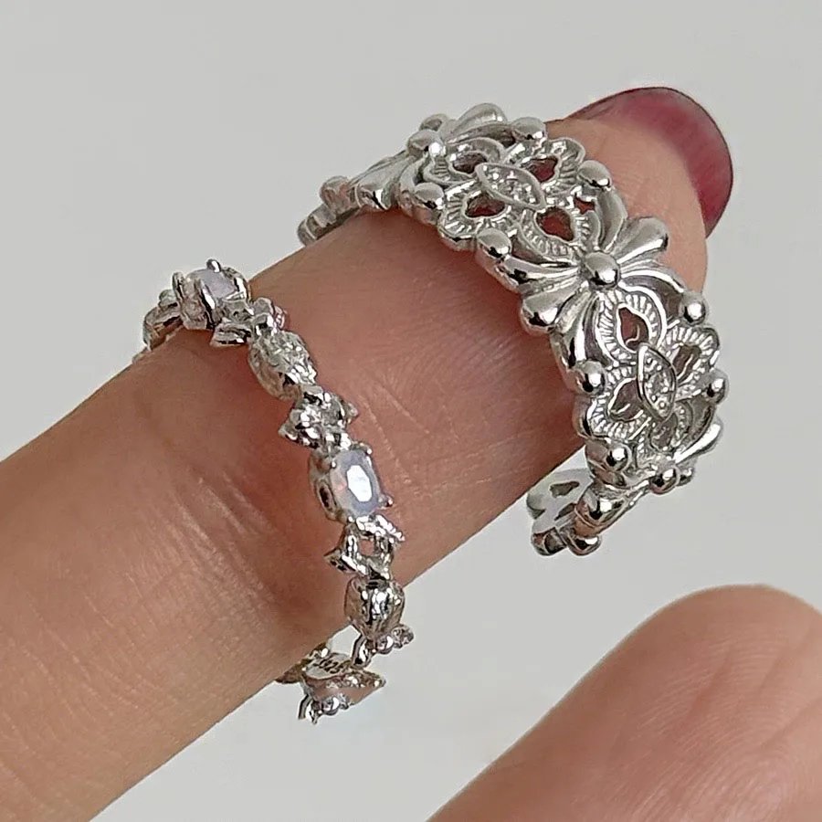 

Кольца из стерлингового серебра 925 пробы для женщин, винтажное регулируемое кольцо ручной работы с фианитом, модный браслет, женский подарок-бижутерия