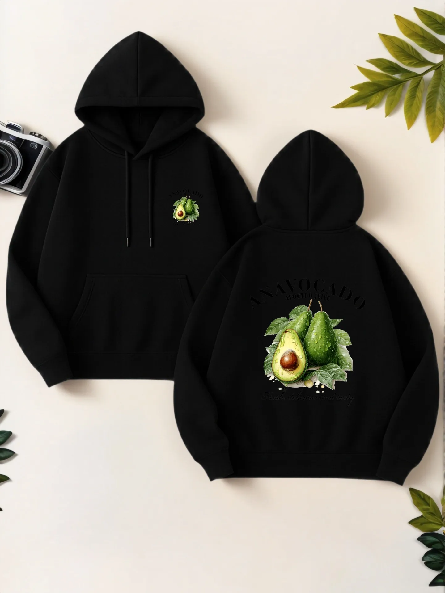 

Avocado - Graphic Print Essential Hoodie, Casual Aesthetic Design, Soft Fabric, Casual Everyday Wear, For Men