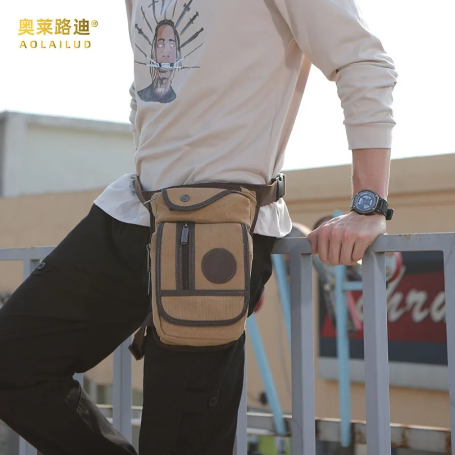 

【New style】- exclusively for new fashion trends European and American waist bags casual canvas leg bags outdoor riding men's le
