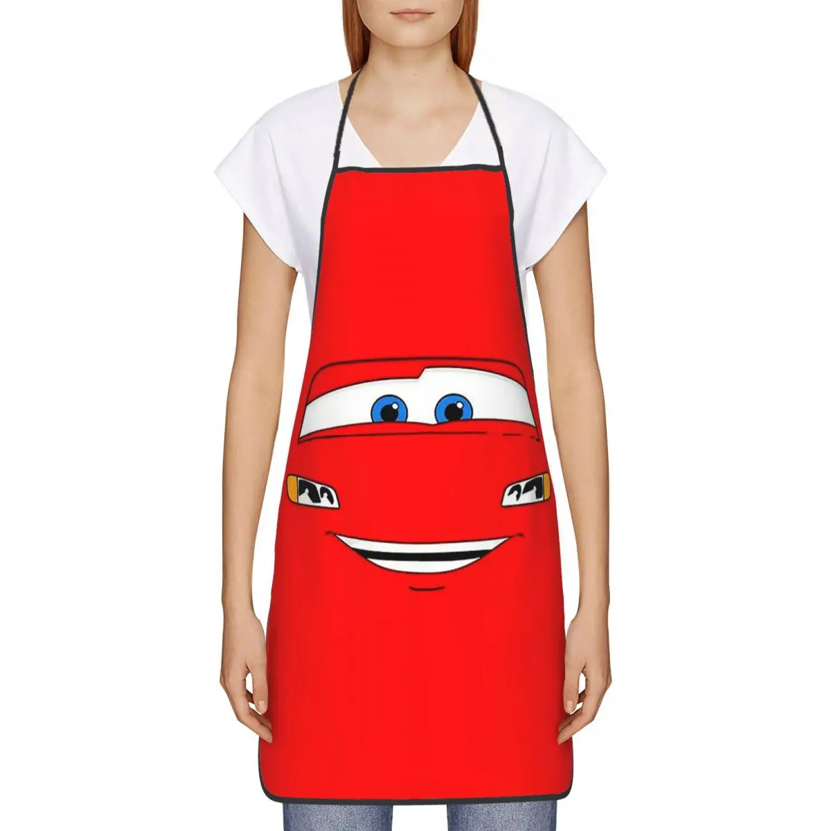 Custom Cartoon Lightning Mcqueen Cars Bib Aprons Men Women Unisex Kitchen Chef Tablier Cuisine for Cooking Baking Gardening