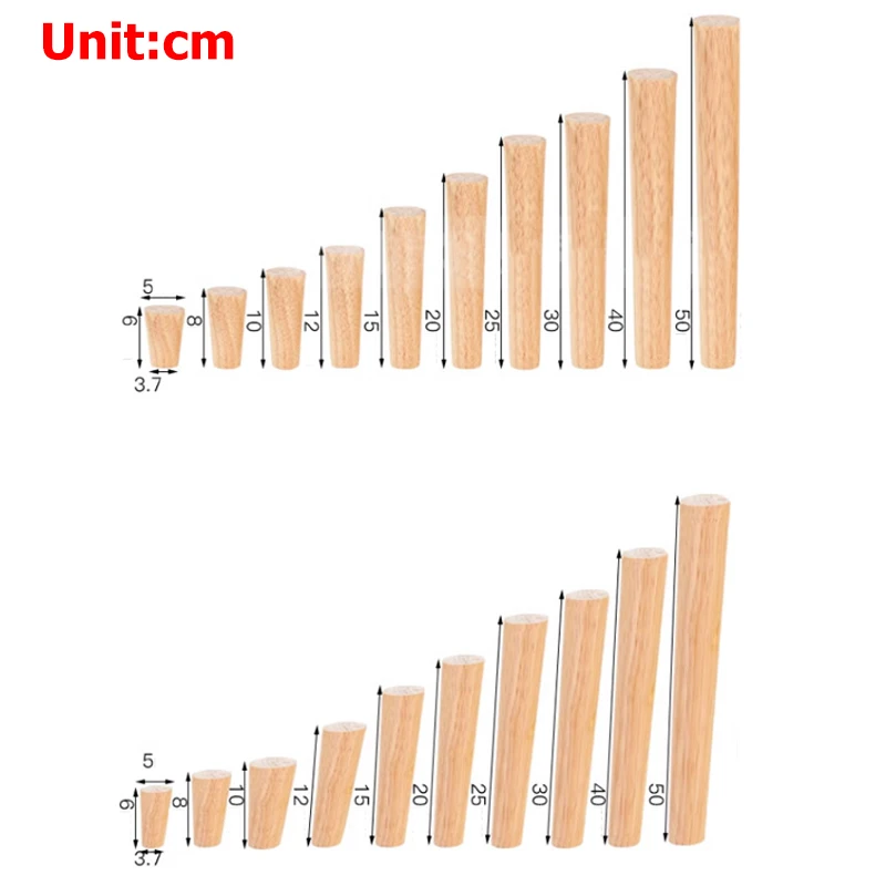 6-50cm Wooden Furniture Legs Tapered Feet Stool Sofa Table Computer Desk Furniture Legs Furniture Accessories Replacement Feet