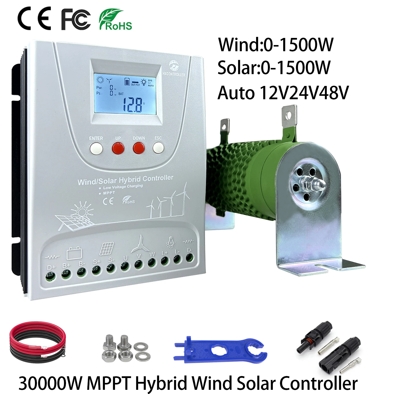 controlador solar hibrido mppt gerador de turbina eolica regulador wifi com display lcd bateria lifepo4 gel 2000w 12v 24v 48v 01