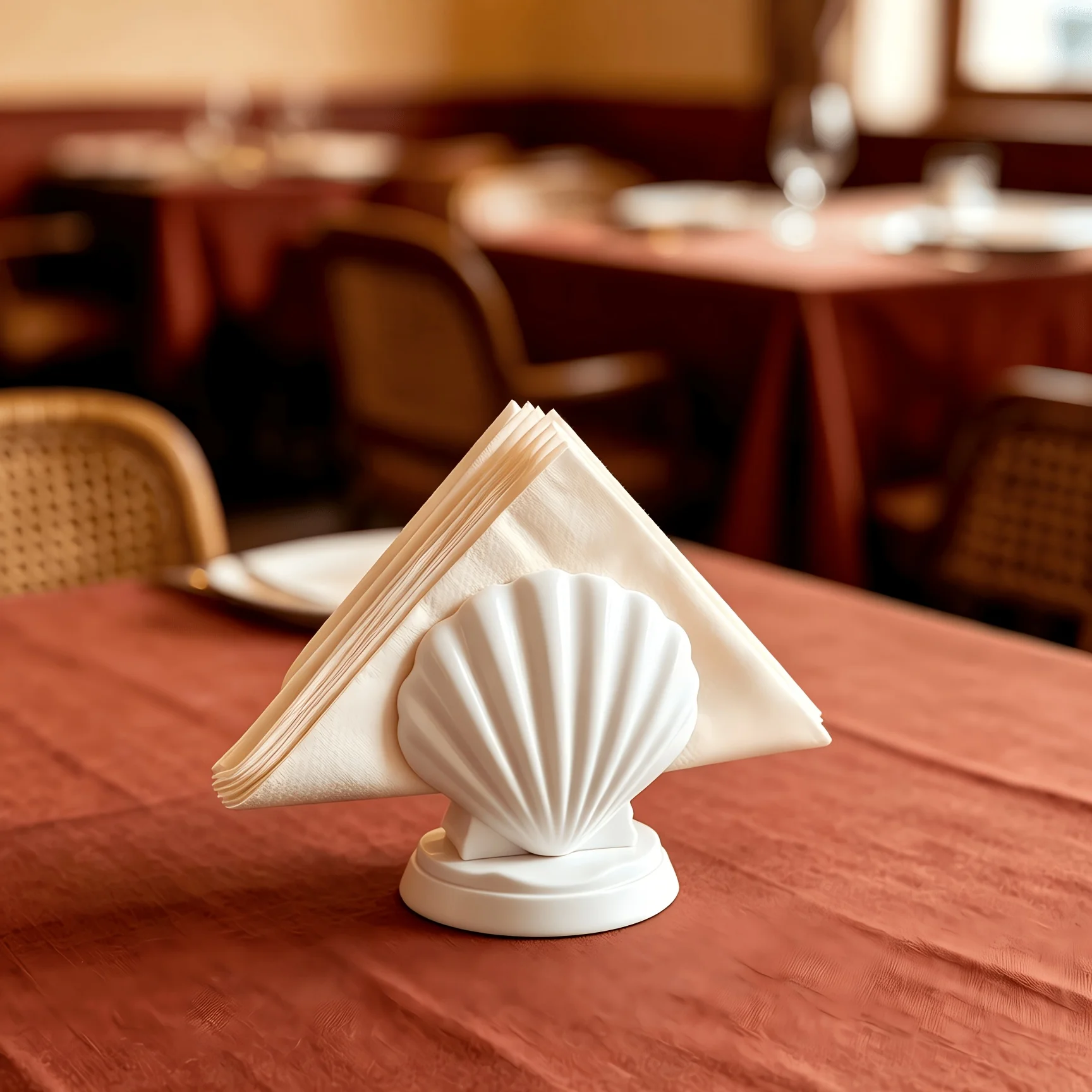 White Seashell Napkin Holder 3D Printed Shell Napkin Rack French Luxury Table Napkin Stand for Restaurant Home Coastal Decor