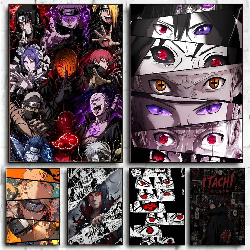 Ltachi Kakashi Madar Sasuke Uzumakia Pain Minato Poster HD Art Sticky Wall Waterproof Home Living Room Aesthetic Decoration