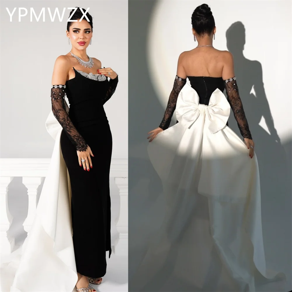 

Customized Prom Gown Evening Women Party Occasion YPMWZX Sheer Straps Column Floor Length Skirts Vertically Bespoke Dre