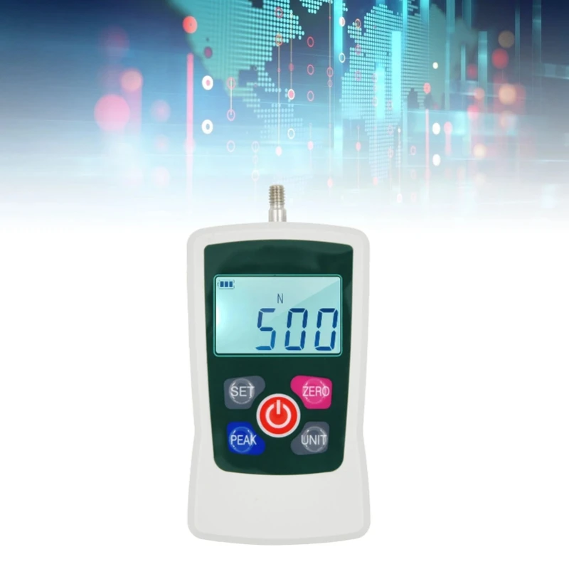 

Digital Force Gauge Push Pull Meter 500N Portable Handheld with Unit Switching Backlit Screen Auto Shutdown Gray Green