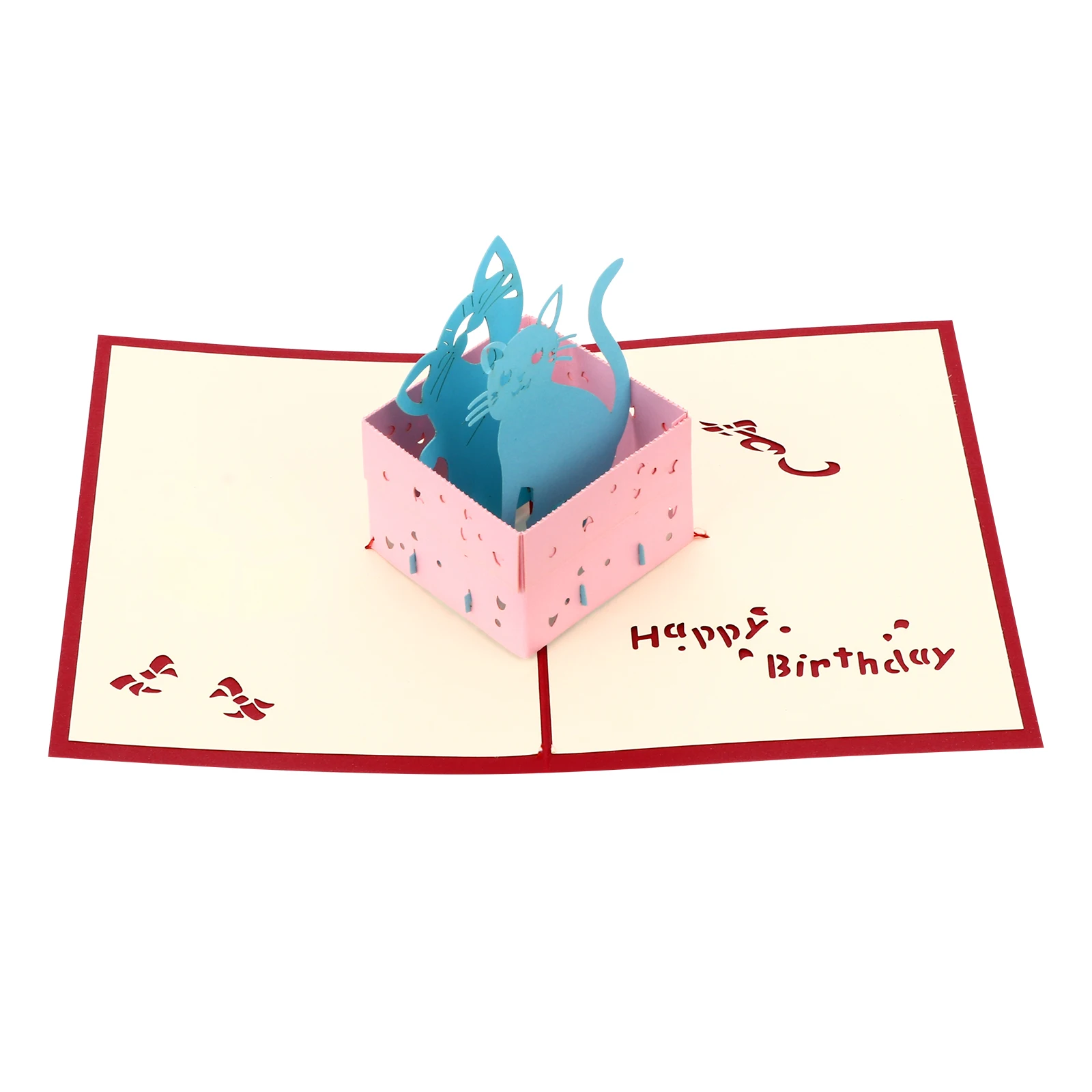 

3D Greeting Cards Birthday Pop-up Cat Blessing Cards Handmade Gifts for Kids Parents Friends 3D Printing Products