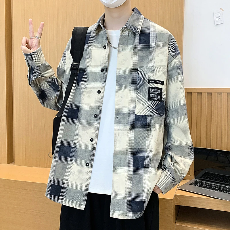 

Classic Plaid Long Sleeve Shirt Men's Loose Fit Fashionable Autumn Spring New Style Casual Cotton Workwear Shirt