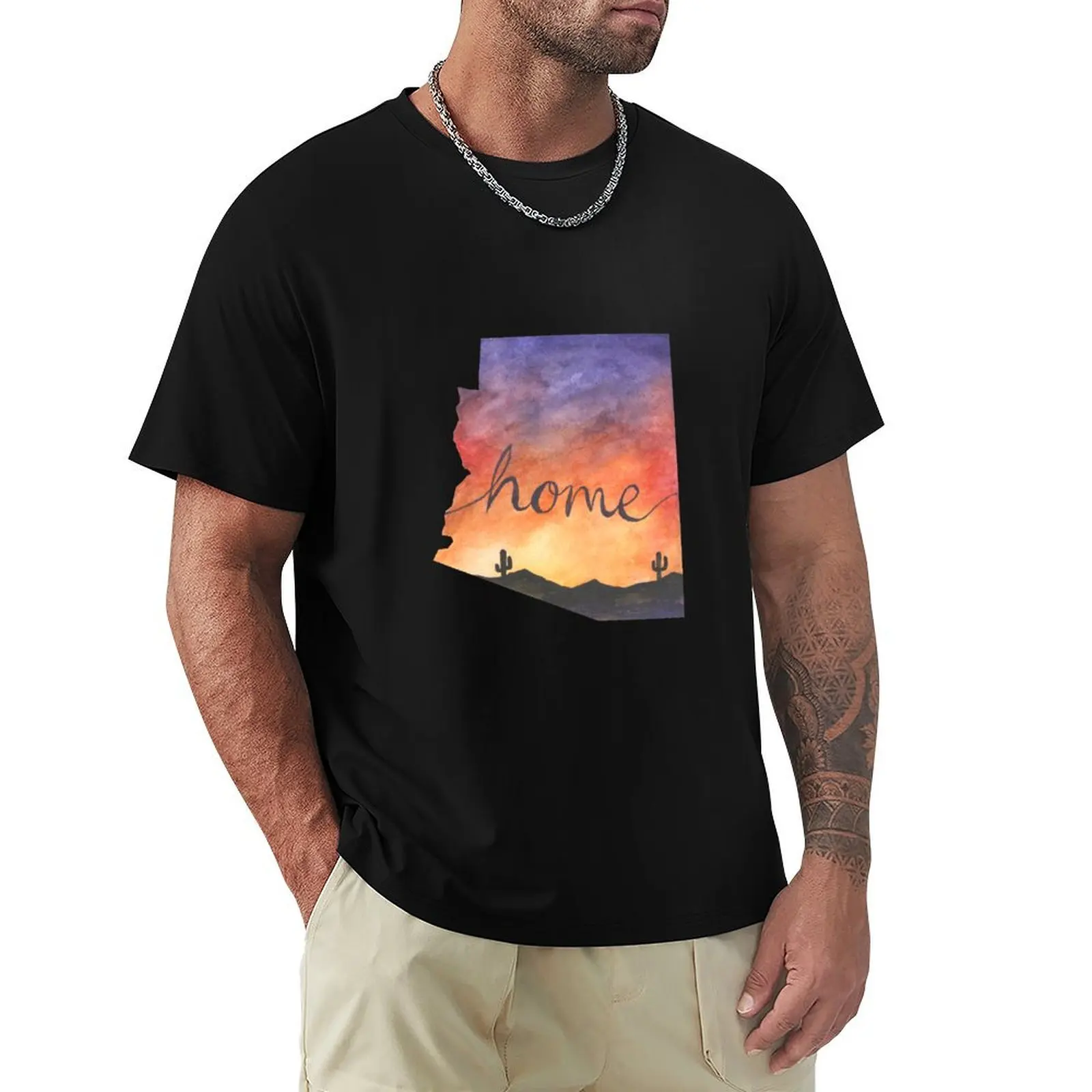 

Arizona Home Sunset T-Shirt summer tops croswit shirt man blacks Men's cotton t-shirt