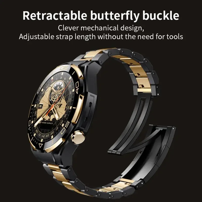 22mm Titanium Metal Butterfly Buckle Strap For HUAWEI WATCH Ultimate band For HUAWEI WATCH GT4 46mm Bracelet Watchband