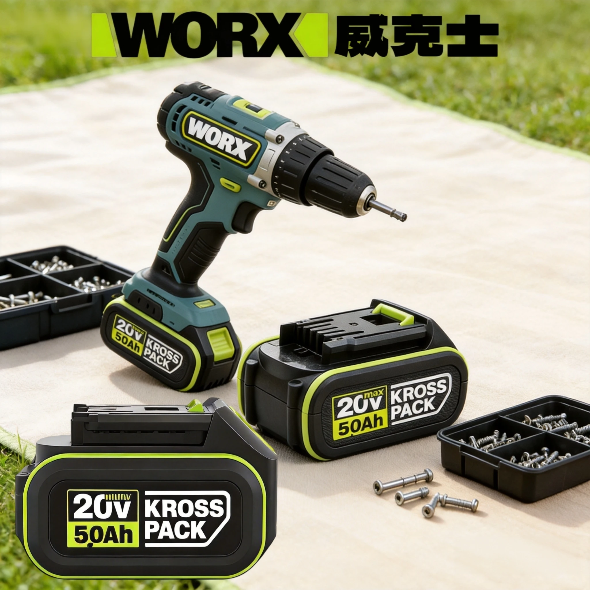 Worx WA3551 4000mAh/5000mAh/6000mAh Li-lon Battery 20V Cordless Power Tool Battery WA3572 WA3553 WX390 WX176 WX178 Spare Battery