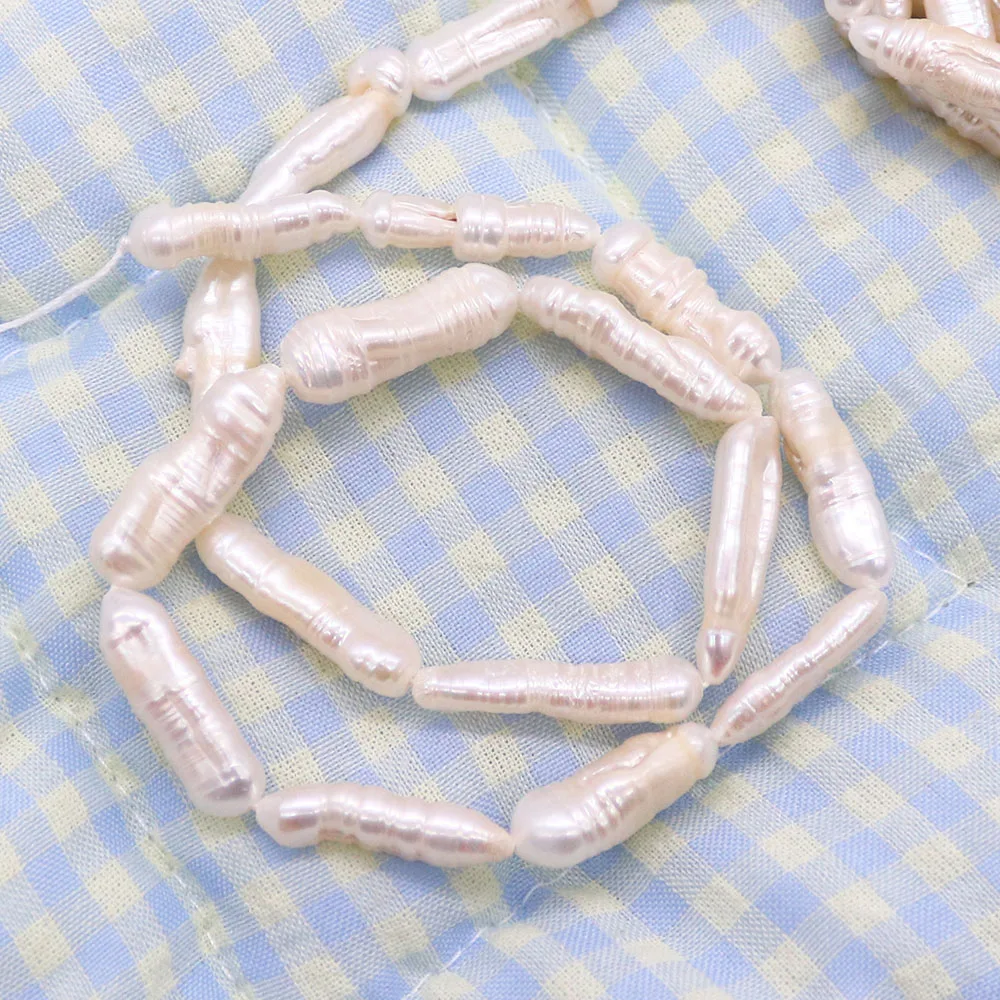 

1 Strand Irregular Long Strip Shape Natural White Freshwater Pearls Loose Spacer Beads for Women DIY Necklace Bracelet Making