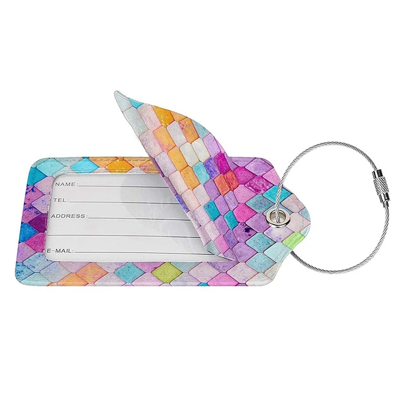 (Set da 4 pezzi) Manicotto di protezione per la privacy con etichetta per bagagli da viaggio con anello in acciaio inossidabile, tutti i tipi di bagagli e pacchi