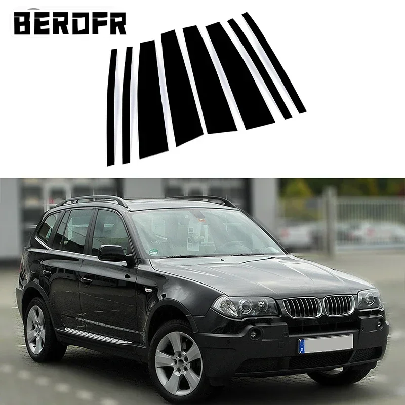 

8 шт./компл. автомобильные стойки, глянцевые фортепианно-черные для BMW X3 2004 2005 2006 2007 2008 2009 2010, наклейки на молдинг двери, окна