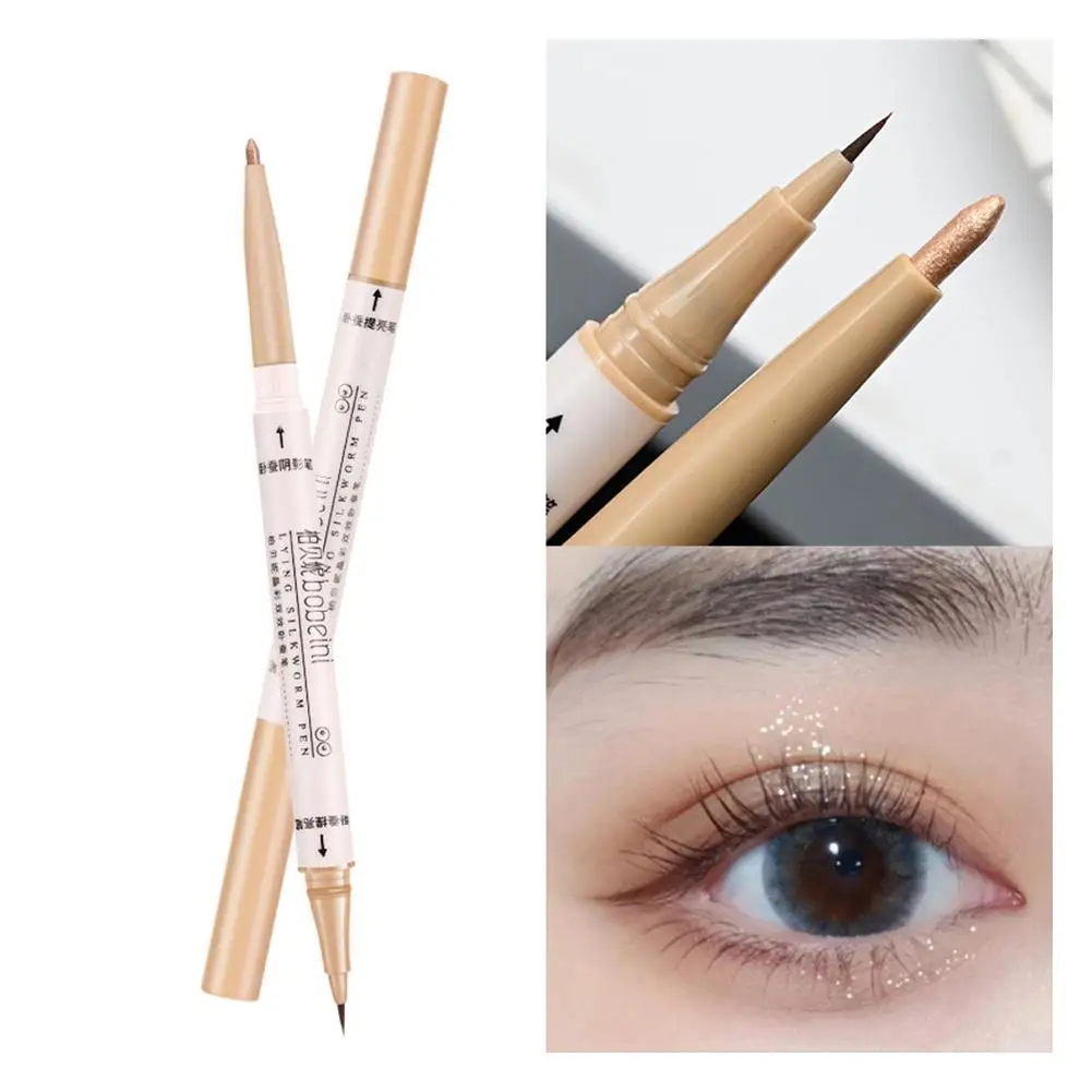 Smooth Deitado Silkworm Eyeliner, impermeável, não é fácil, Double-ended, Under-eye Fade, de secagem rápida para lápis, à prova de suor, P L6N2