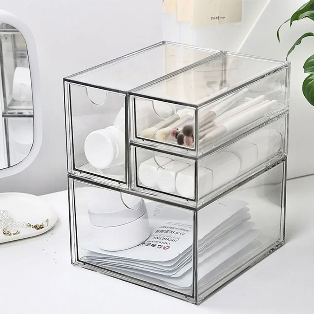 INS Desktop Storage Box Dust Proof Drawer Type Cosmetics Organizer Plastic Space-Saving Jewelry Sorting Box Skin Care