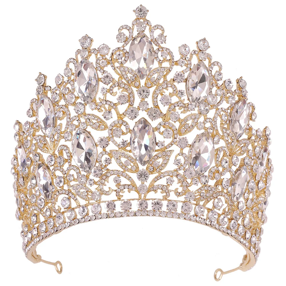 New Miss Universe Big High Forest Crystal Rhinestone Crown Pageant Diadem Wedding Tiara Party Stage Show Bridal Hair Accessories