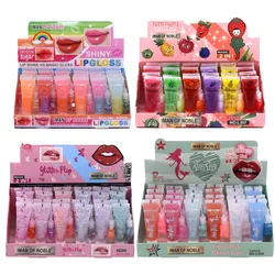 Wholesale 24pcs Rainbows Sequins Lip Gloss Set Cute High-shine Color Changing Moisturizing Girls Lip Oil Kawaii Lips Makeup Bulk