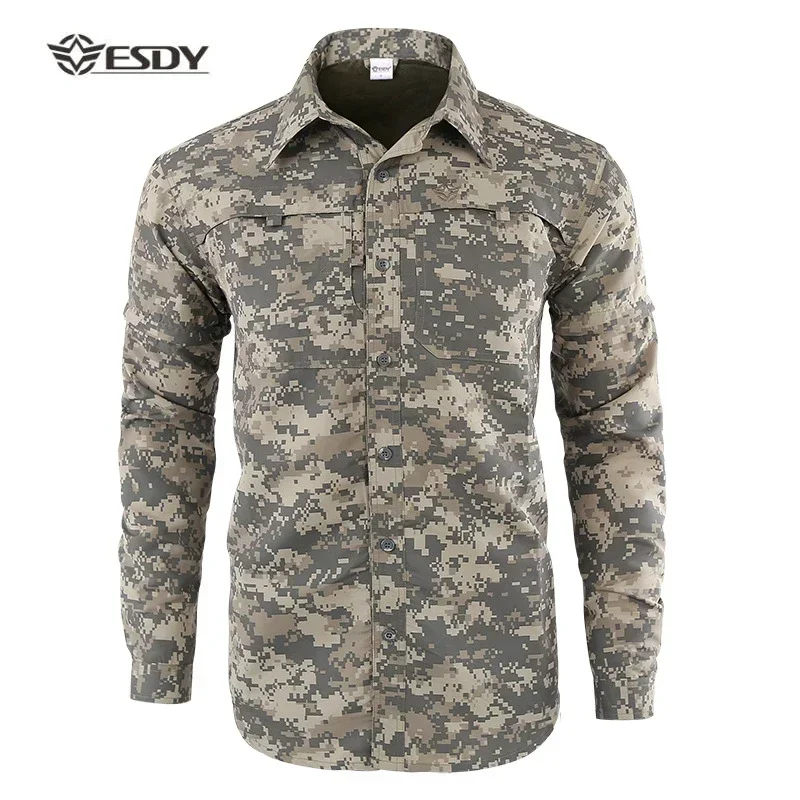 Autumn Outdoor Men Tactical Hiking T-Shirts Military Combat Camouflage Tees Hunting Camping Hiking Quick Dry Breathable T-Shirts