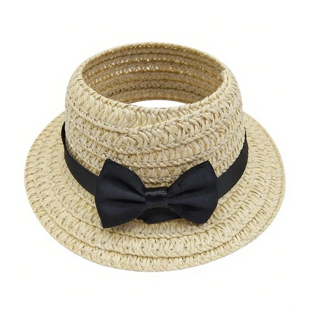 Fashion 10.5cm Straw Hat Camera Sitting Party Style Empty Top Hat Cosplay Props BOW Stylebow DIY Gift Dressing