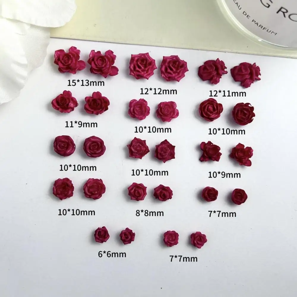 3D Luminous Minimalist Camellia Nail Art Charms New Rose Red Series Peony Buds Resin Nail Decorations for Manicure DIY Materials - Detail 1
