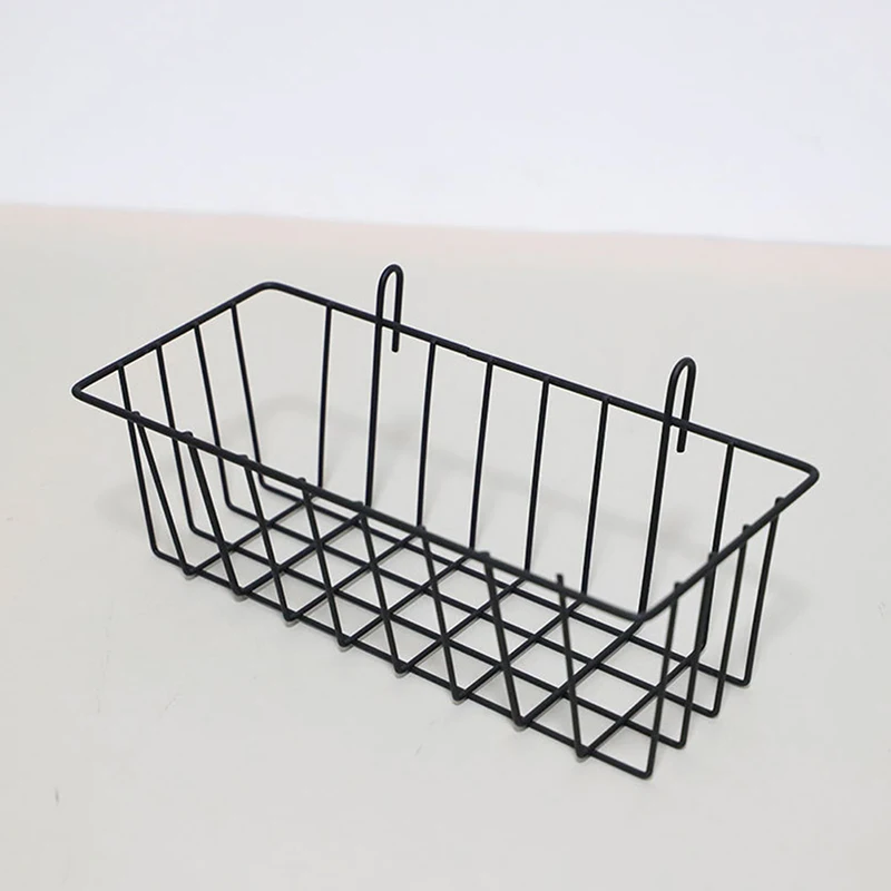 Metal Decorative Storage Basket DIY Iron Grid Flower Pot Hanging Shelf Wall Art Mounted Frame Mesh Display Rack Home Decoration