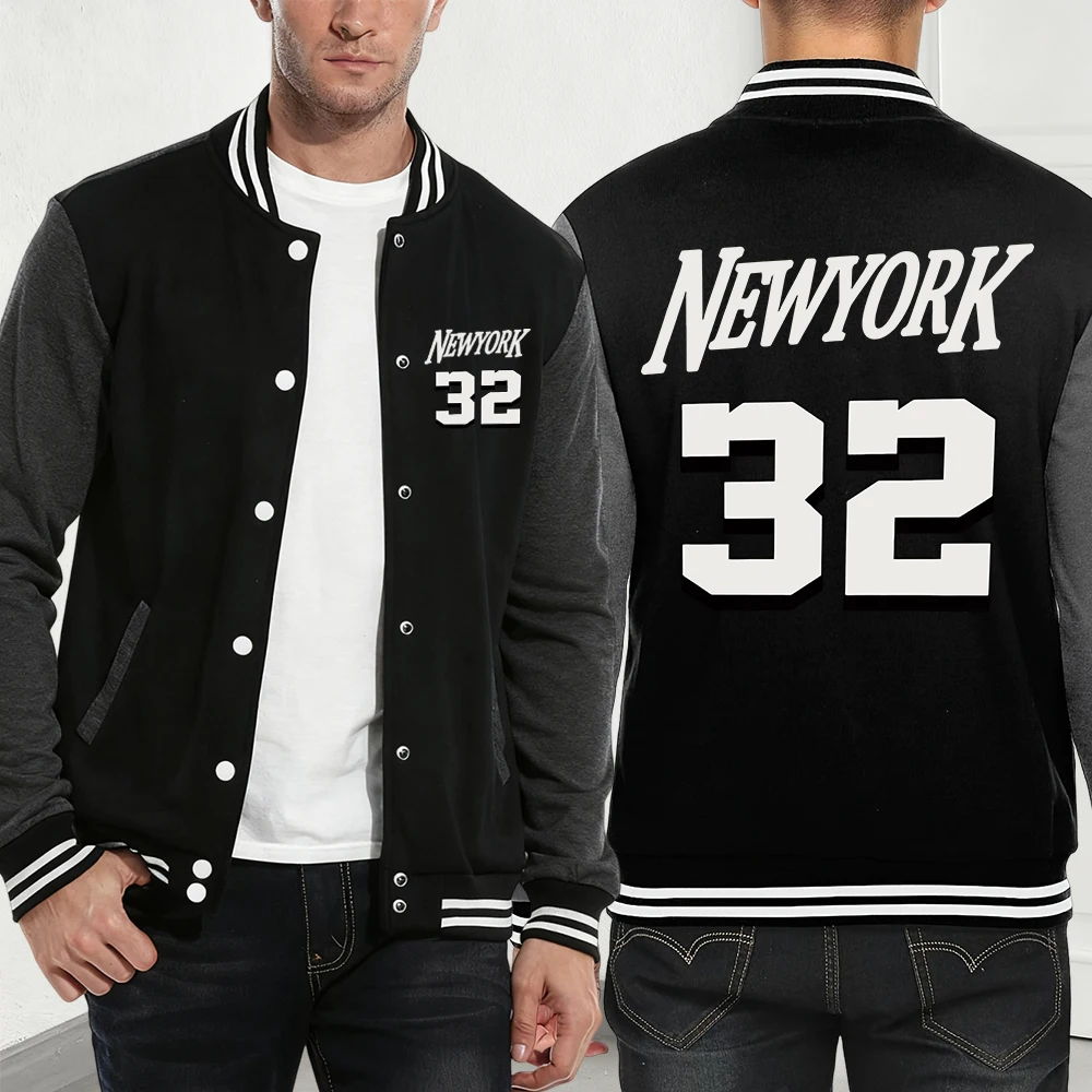 

New York 32 Letter Printing Coats Mens Winter Comfortable Baseball Jersey Fleece Warm Soft Jackets Casual Pocket Men'S Clothes