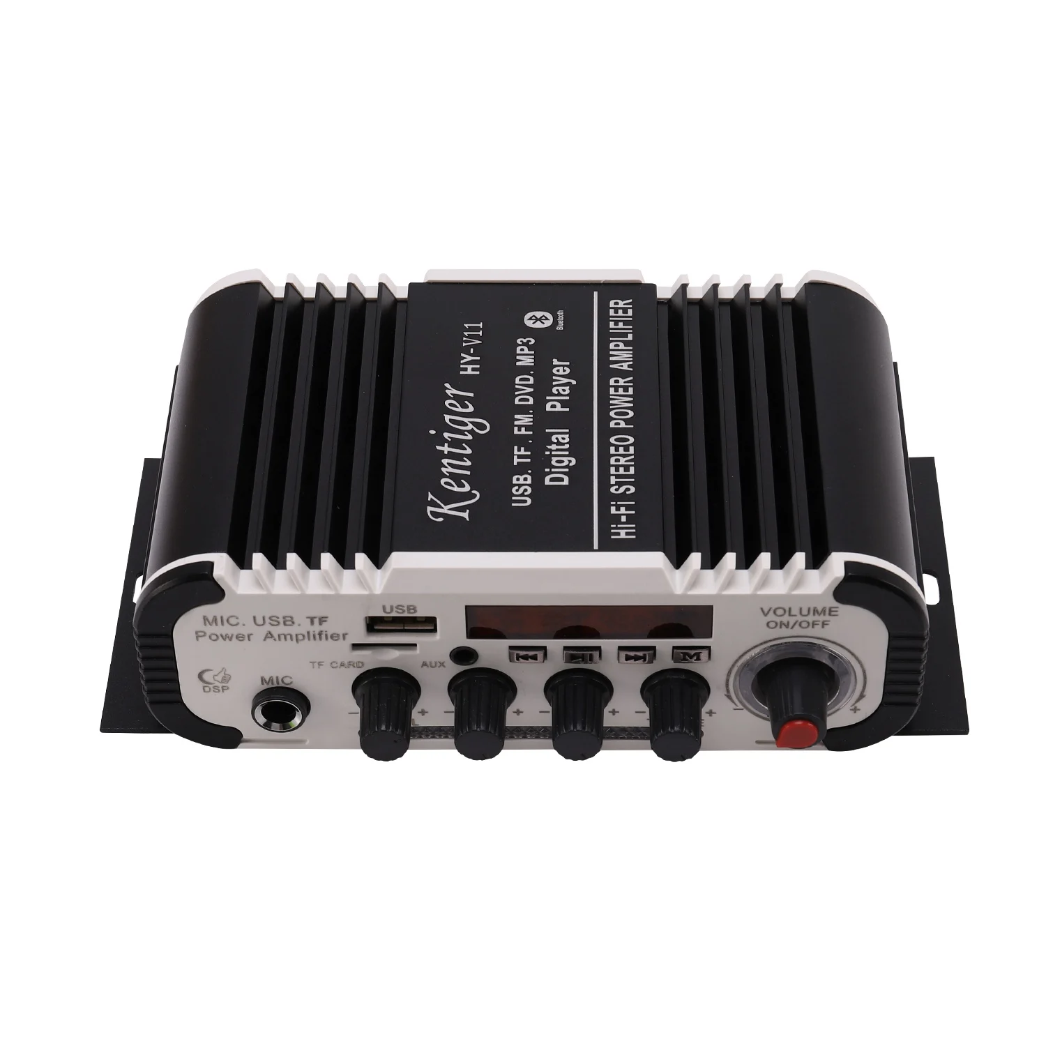 Kentiger Hy - V11 Bluetooth Amplifier 2-Channel Super Bass Audio Amplifier With Remote Controller Tf Usb Fm 85Db Mp3 Fm Radio