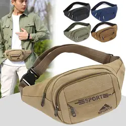 Waist Bag for Men and Women's Large Capacity Multifunctional Canvas Durable Mobile Phone Waistpack Fashion Zero Wallet