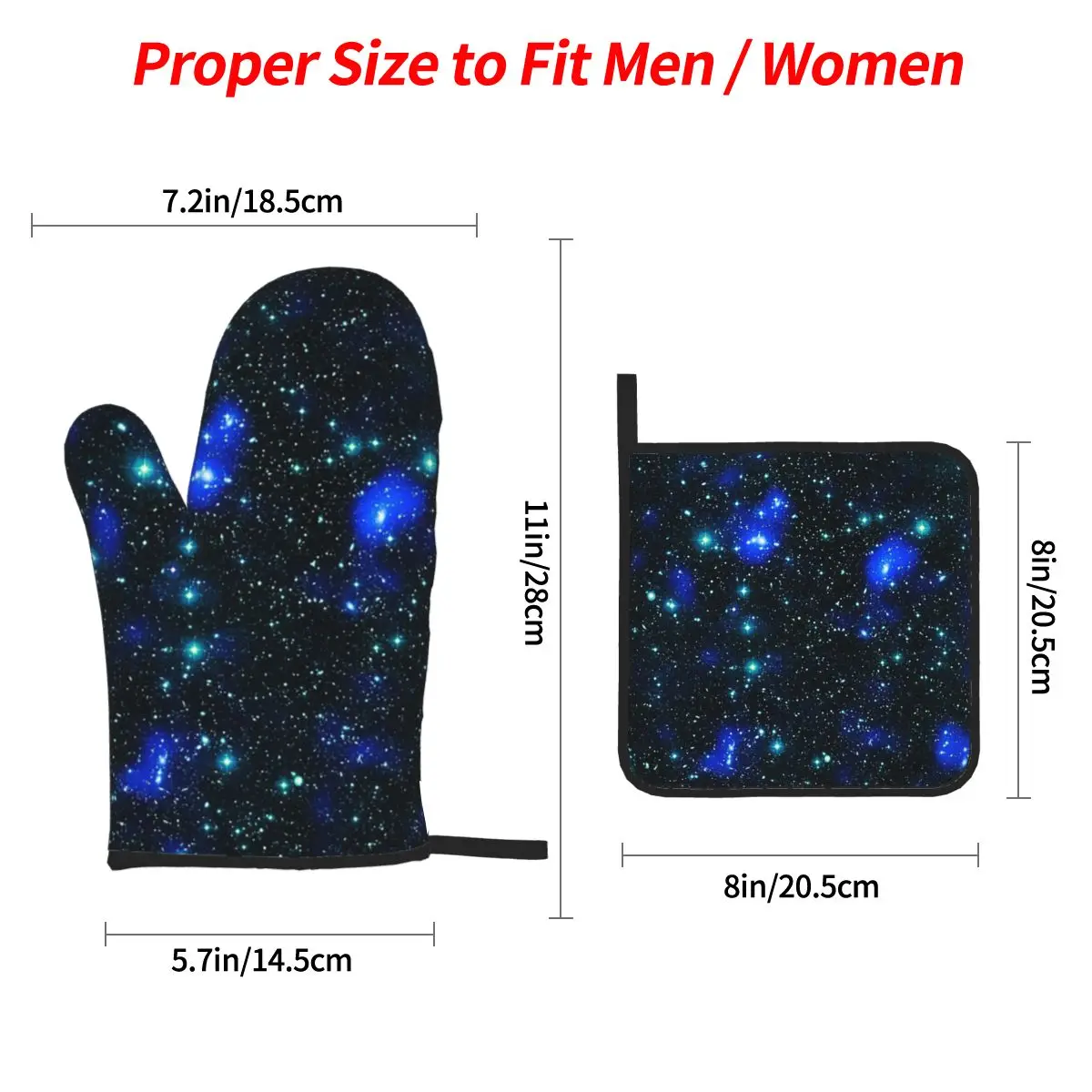 Constellation Star Clusters Galaxies Print Halloween Oven Mitts and Pot Holder for Baking Cooking BBQ Resistant Non-Slip Gloves