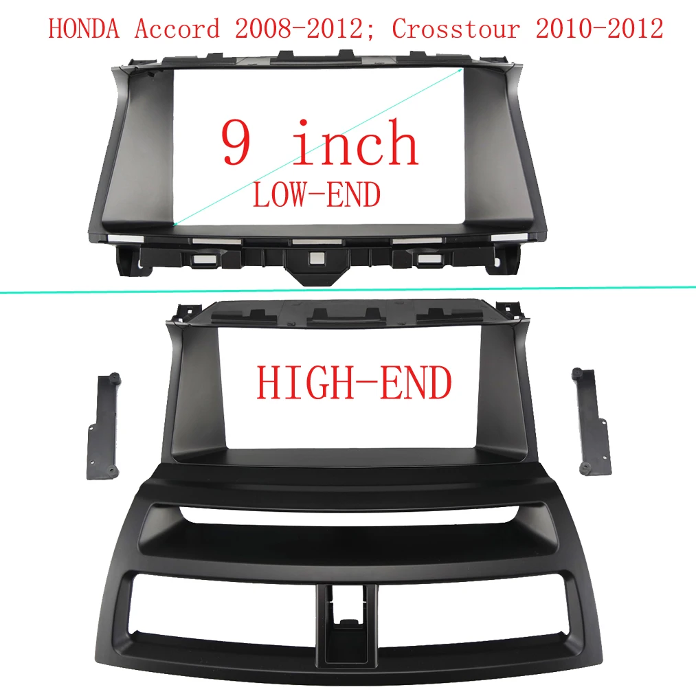 

9-дюймовая Автомобильная радиопанель Fascia Для HONDA Accord 2008-2012; Crosstour 2010-2012, комплект для установки приборной панели, консоль Facia, отделочная пластина адаптера