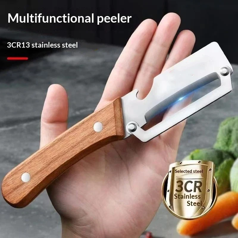 Stainless Steel Fruit Peeler 2-in-1 Bottle Opener Paring Knife Planer Sugarcane Potatoes Fruit Vegetables Scraping Kitchen Tools