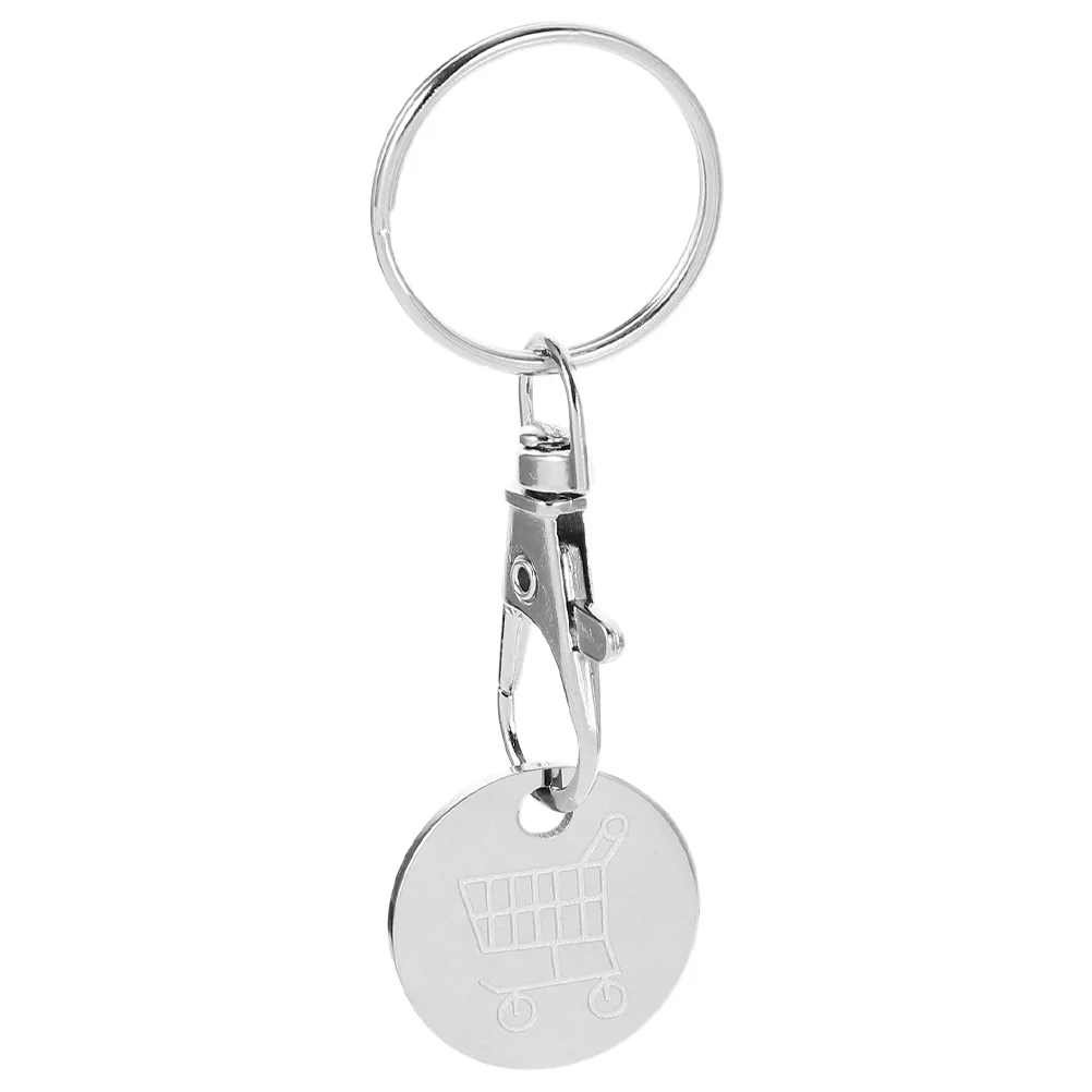 

Cart Token Key Holder Stainless Steel Shopping Trolley Keychain Metal Alloy Keys Tokens Quarter Keyring Supermarket