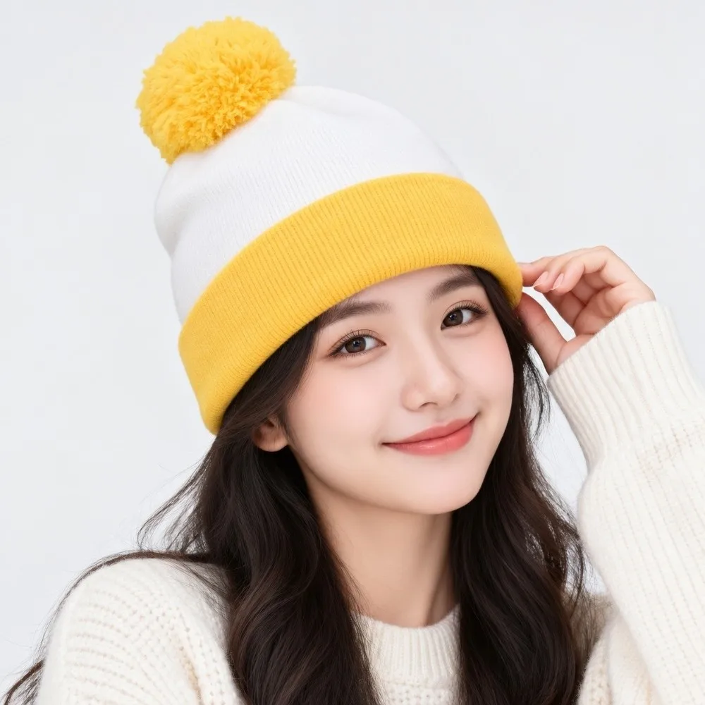 Retro-Strickmütze im koreanischen Stil, elastische Beanie-Mütze, einfarbig, verdickte Pullover-Mütze, Herbst – Detail 3