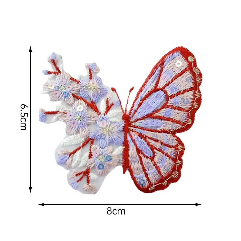 5/10PCS Butterfly Embroidery Patches Fashion Colorful Butterfly Embroidered Denim Appliques DIY Clothing Bags Shoes Accessories